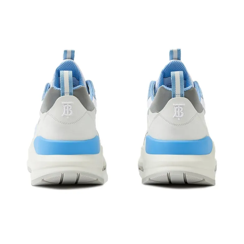 Burberry Slip Resistant Low Top Casual Shoes Men's White Blue-4