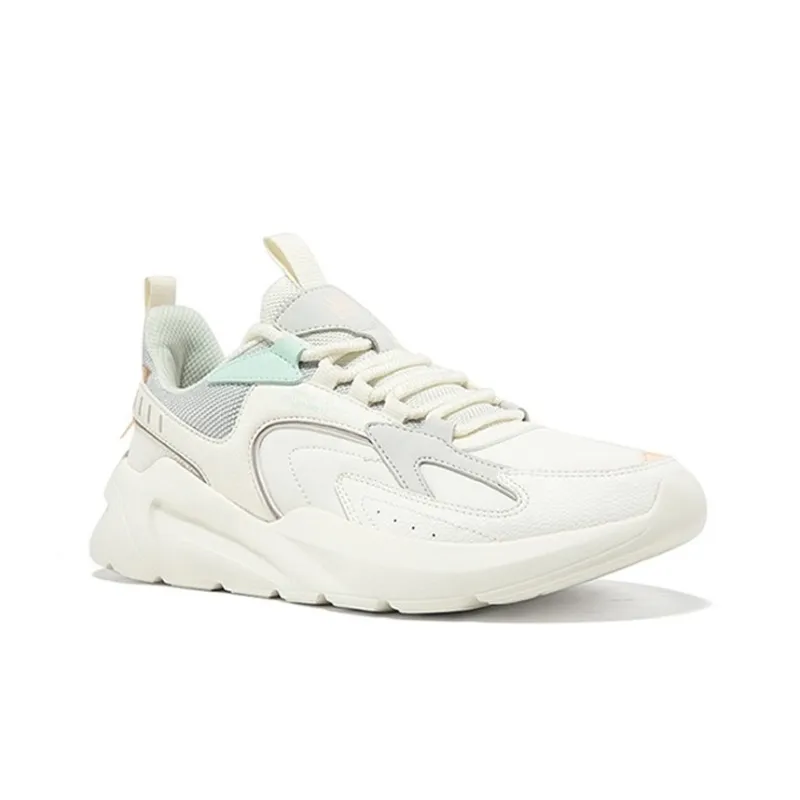 Erke Cushioning Anti Slip And Wear Resistant Low Top Running Shoes Women's White Gray-1