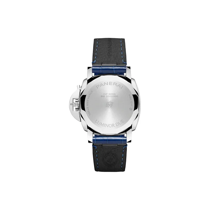 PANERAI LUMINOR DUE Automatic Mechanical Movement Women's Watch 38mm 38mm Blue Dial Crocodile Leather Strap-1