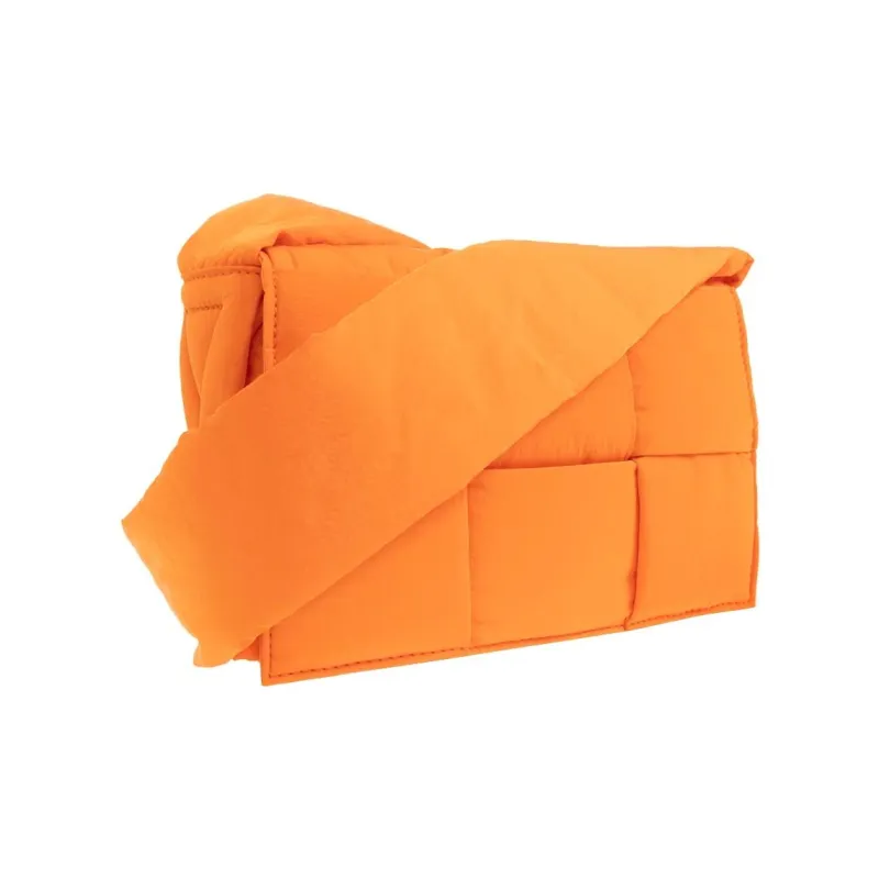 Bottega Veneta Padded Tech Cassette Fabric Shoulder Bag, Crossbody Bag Trumpets Men's Orange-1