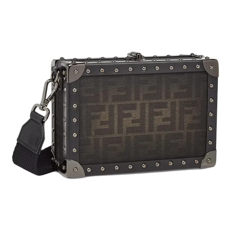 FENDI Fabric Box Bag Phone Case Shoulder Bag Crossbody Bag Men's Brown-1