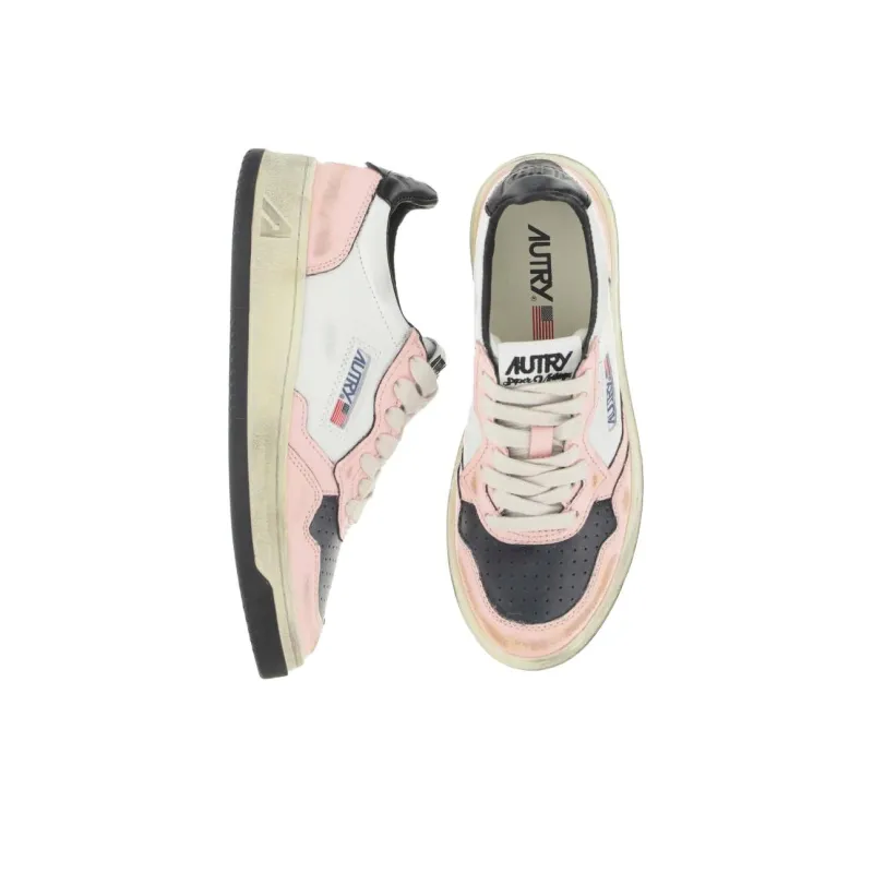 AUTRY Medalist Super Vintage Low Leather Sneakers 'White Pink Black' Women's-3