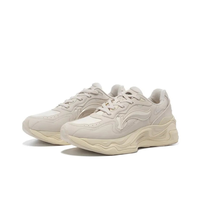 LI NING 1990 Lava 2 Cushioning Wear Resistant Low Top Casual Shoes Men's Beige Yellow-1