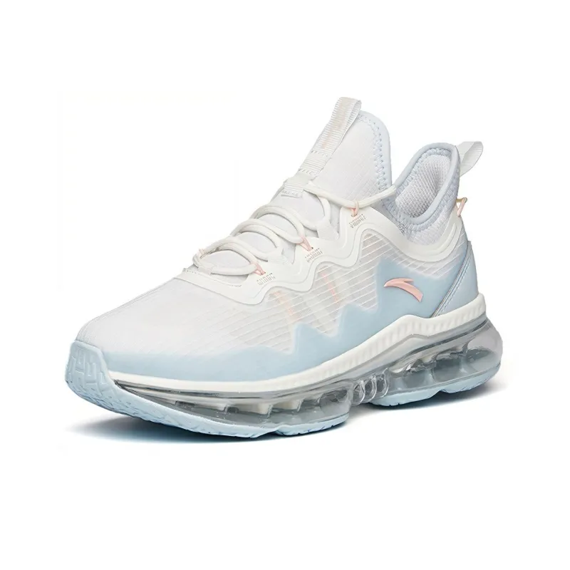 Anta Running Collection Cushioned Wear Resistant Breathable Low Top Casual Running Shoes Women's White Blue-2