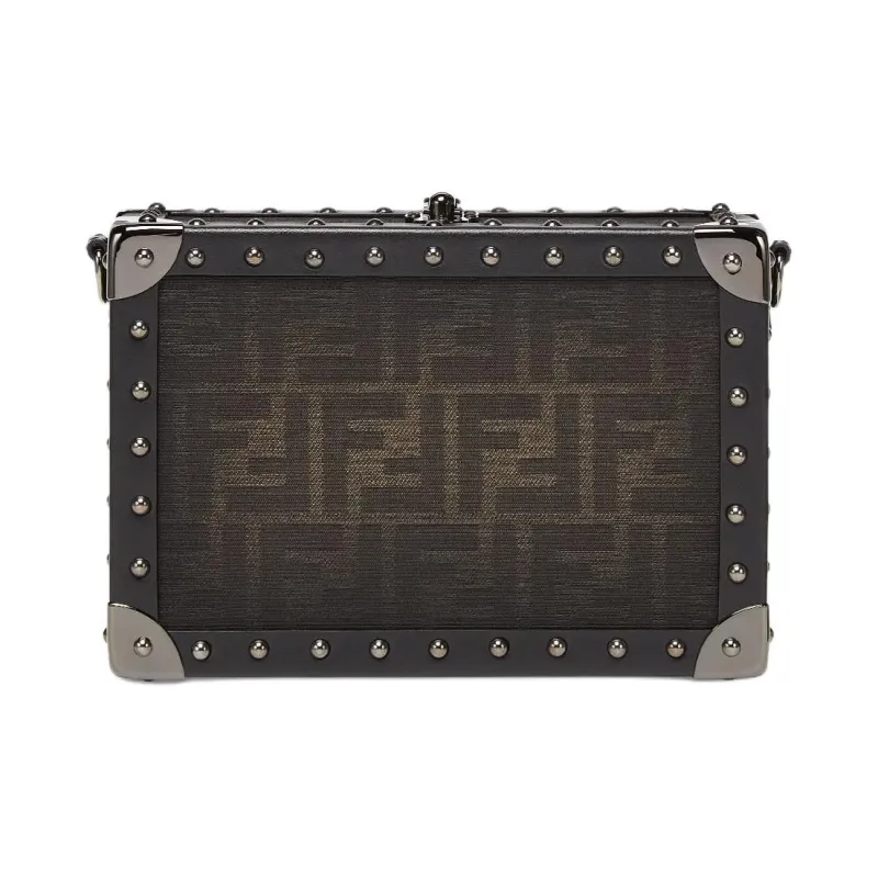 FENDI Fabric Box Bag Phone Case Shoulder Bag Crossbody Bag Men's Brown-0