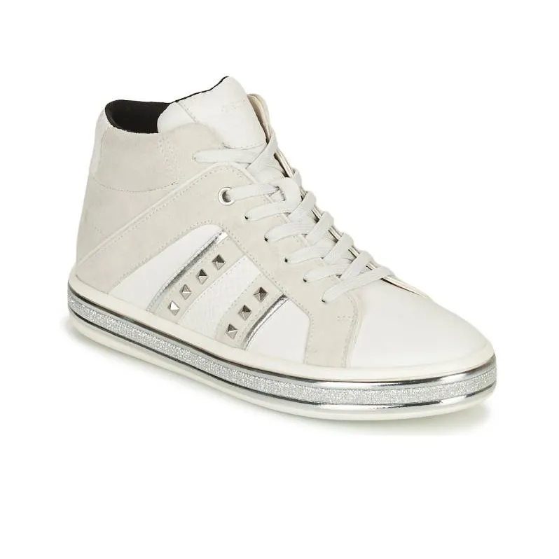 GEOX Leelu B Abrasion Resistant High Top Skateboard Shoes Women's White-10