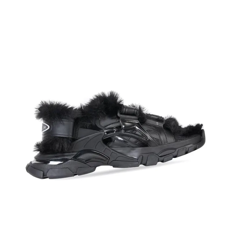 Balenciaga Track Sandal Fake Fur Black Women's-1