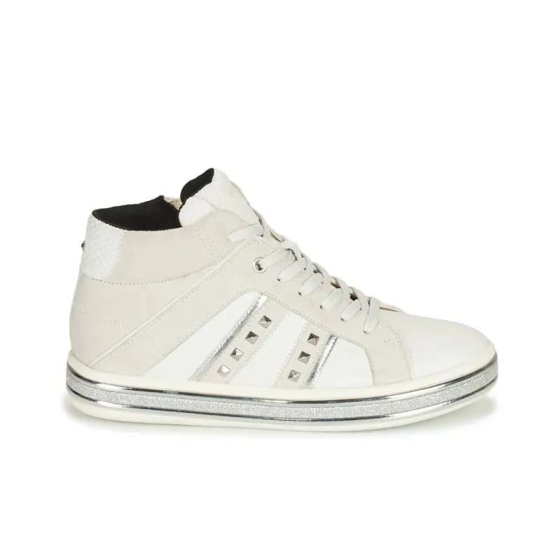 GEOX Leelu B Abrasion Resistant High Top Skateboard Shoes Women's White-8