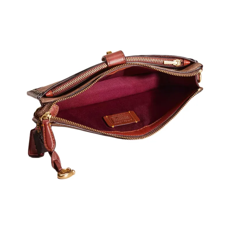 COACH NOA Coated Canvas With Genuine Calfskin Shoulder Bag Crossbody Bag Small Size Women's Brass & Brown & Rusty-2
