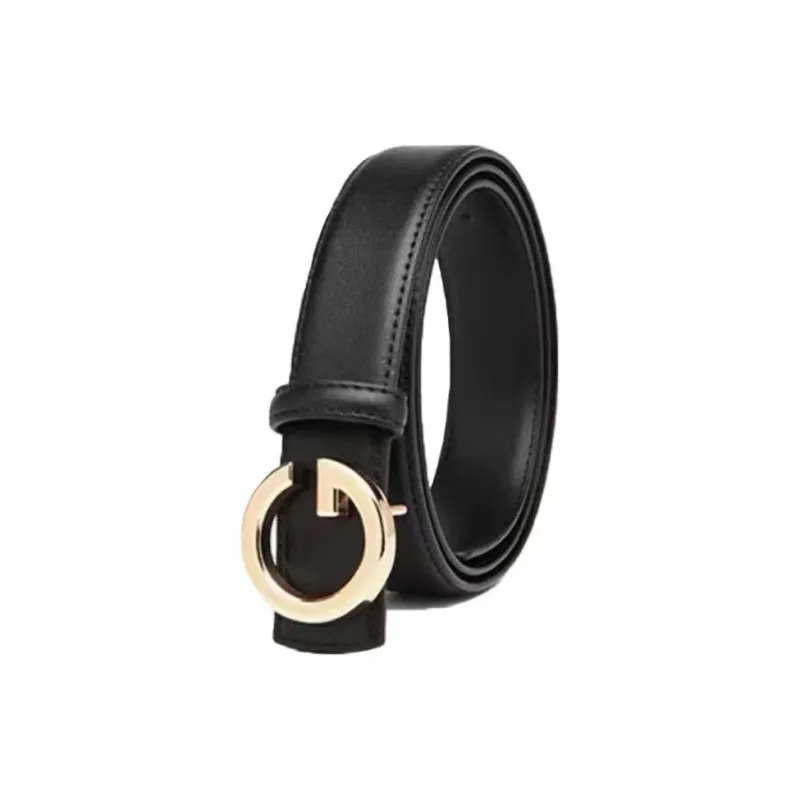 AUGTARLION Fashion Casual Letter Smooth Buckle Dress Leather Belts Women's Black/Brown Width 2.4CM-1