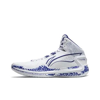 LiNing Liren 4 Cyan Rayon Cushioning Wear Resistant Mid Top Basketball Shoes Men's White Blue