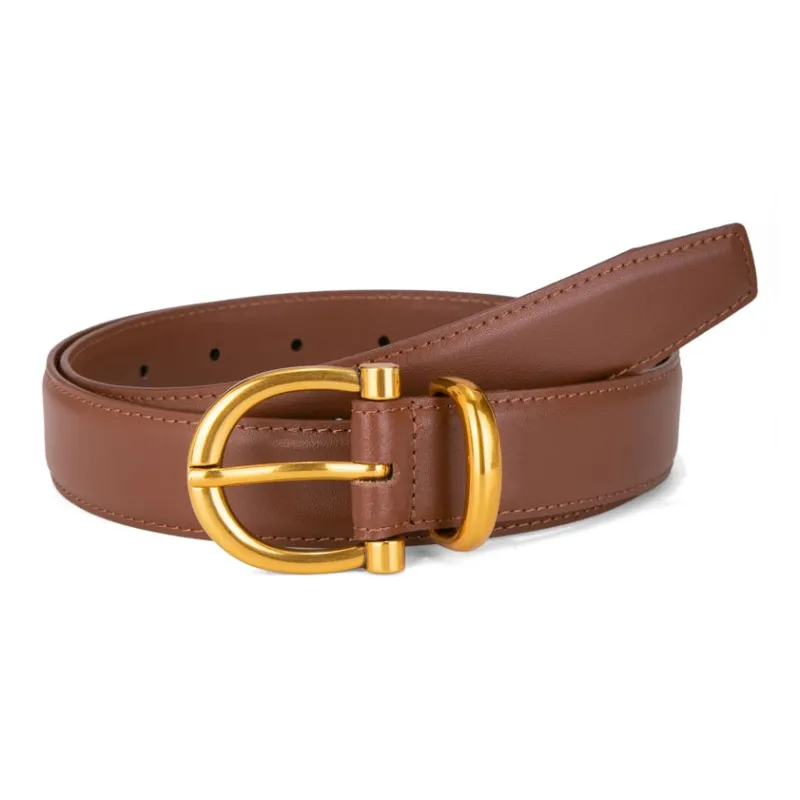 Cows Reign Vintage Gold Pin Buckle Horse Shoe Buckle Jeans Leather Belts Women's Width 2.9cm-6