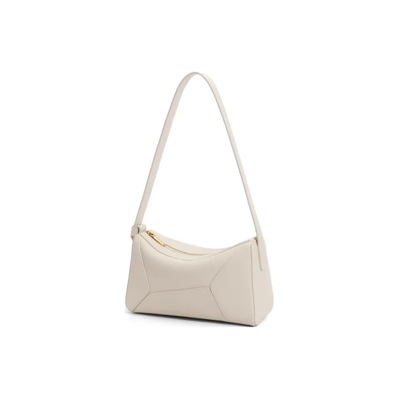 BELLE Cow Leather Shoulder Bag Medium Size Women's Solid Color-13