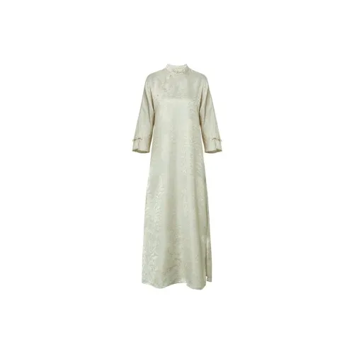 Max Issa Long-Sleeved Dresses Women's Cyan And White Jade Color