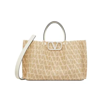 Valentino Raffia Tote Bag Shopping Bag Handbag Medium Size Women's Natural Composite Ivory White