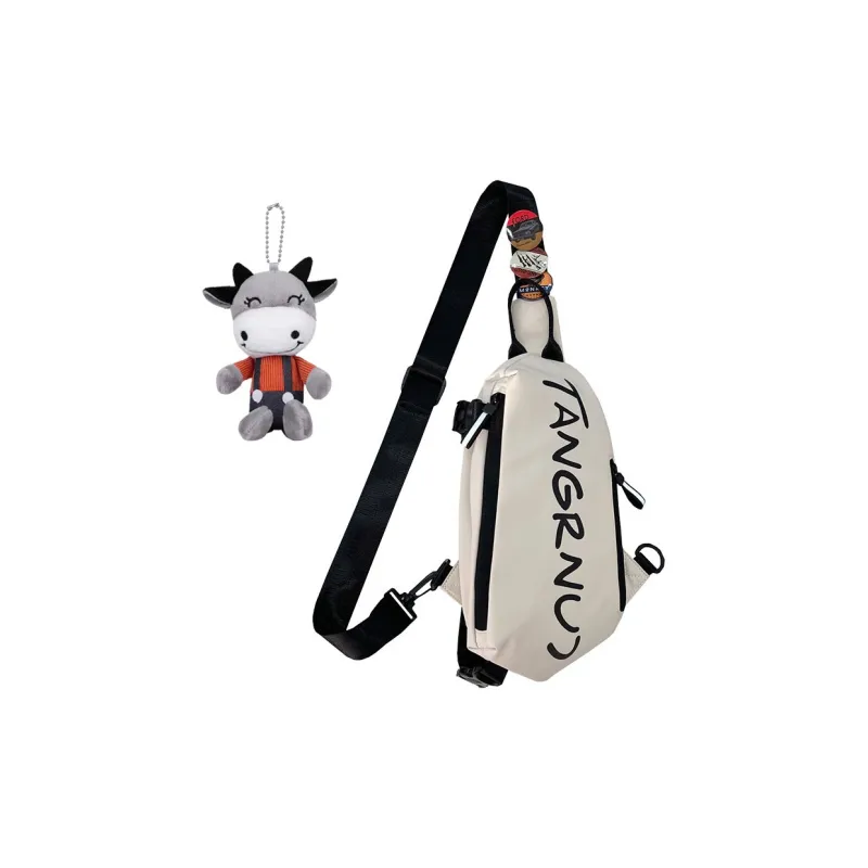 Techson Nylon Fabric Sling Bag Regular Unisex Black/White-6