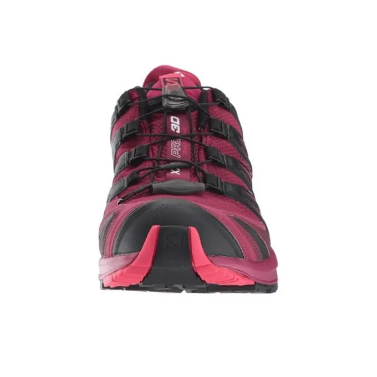 SALOMON Cushioned Slip-Resistant Low-Top Running Shoes Women's Black Peach Red-1