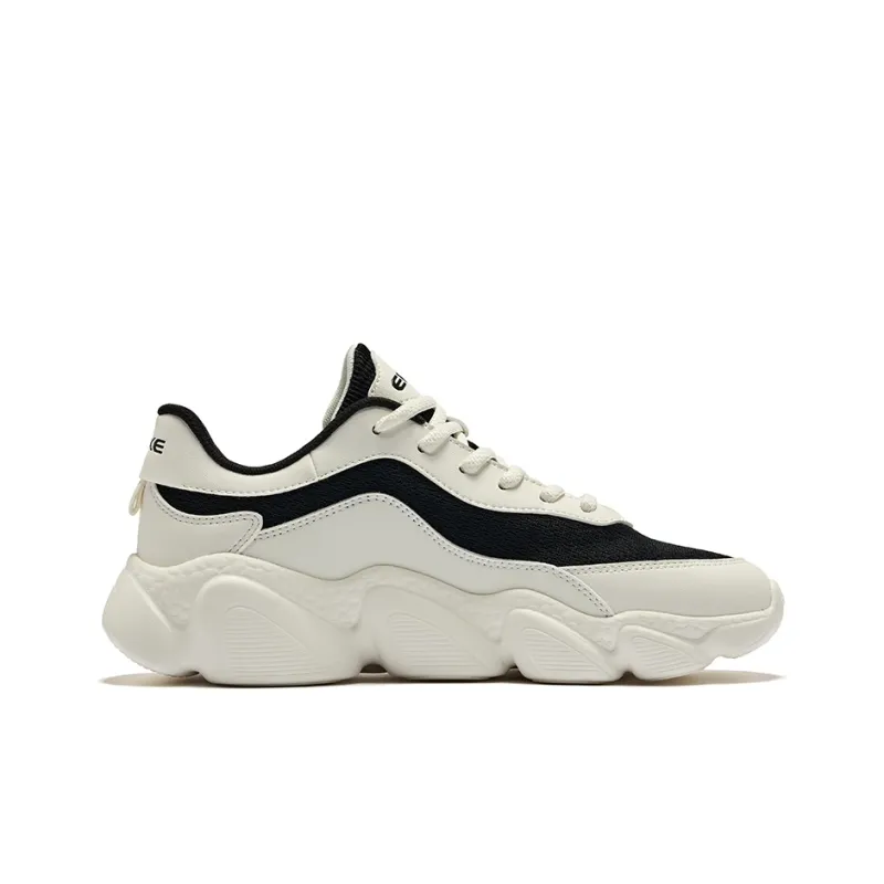 Erke Sweetheart 2.0 Wear Resistant Coverage Low Top Casual Shoes Women's Jet Black Microcrystal White-1