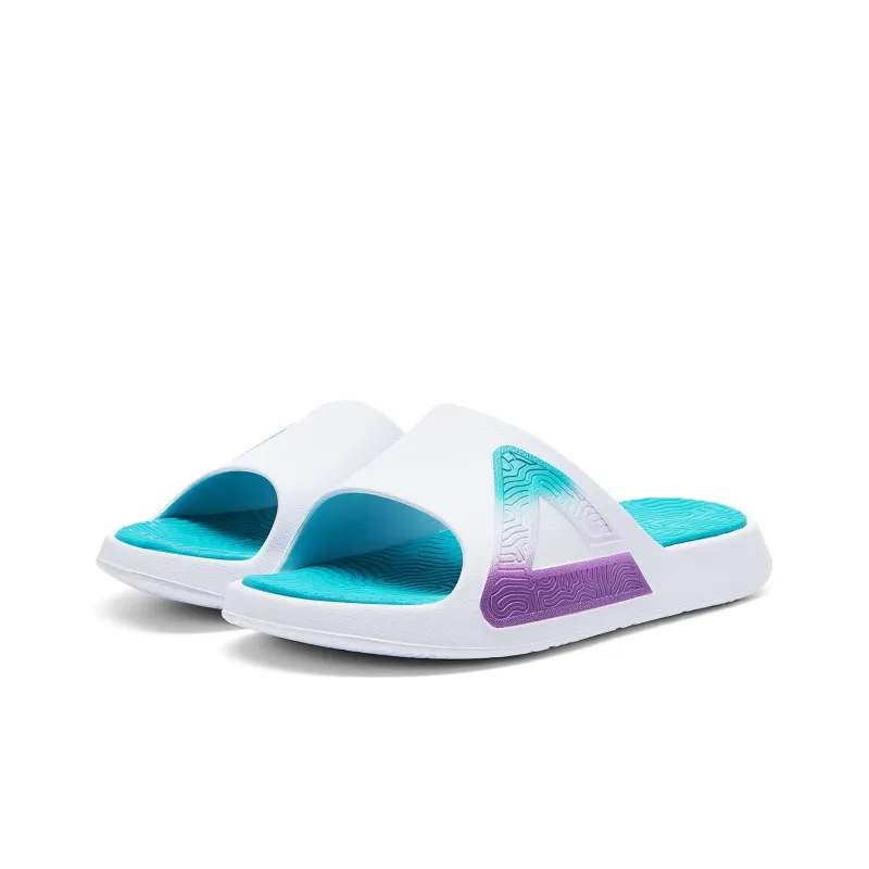 PEAK Slide Slippers Women's Big White Bright Teal-2