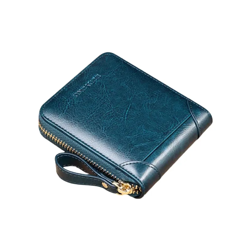 Banyanu Cow Leather Wallets Card Holders Women's Burgundy/Peacock Blue/Antique Yellow/Black/Brown-3