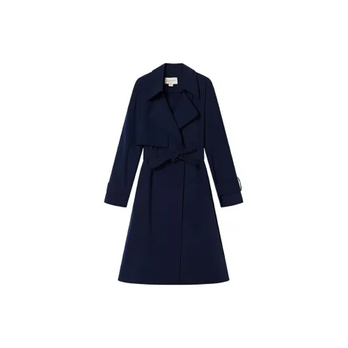 YINER GoodLand Trench Coats Women's Navy Blue