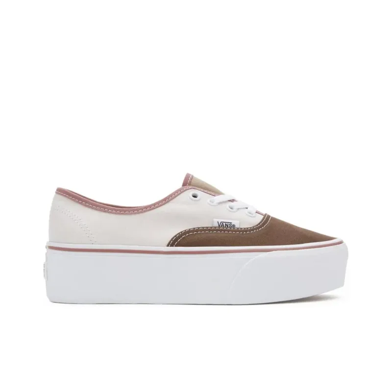 Vans Authentic Stackform Anti-Slip And Wear-Resistant Height Increasing Low-Top Canvas Shoes Women's Pink Brown-1