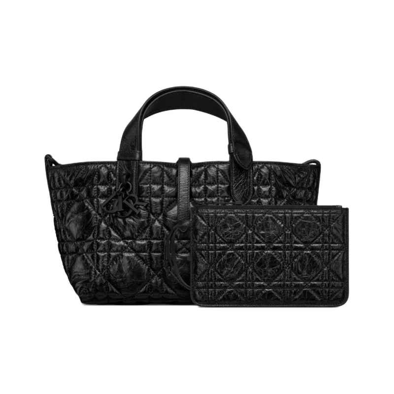 DIOR Wrinkled Cow Leather Handbag, Shoulder Bag Small Size Women's Black-1