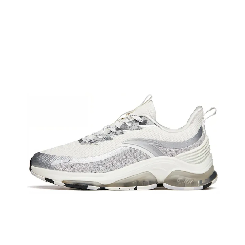 Anta Cushioned Slip-Resistant Abrasion-Resistant Low-Top Running Shoes Men's White Silver Cushioning Casual-0