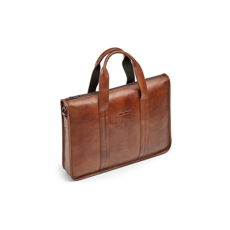 WilliamPOLO Cow Leather Crossbody Bag Briefcase Large Size Men's Brown/Coffee-5