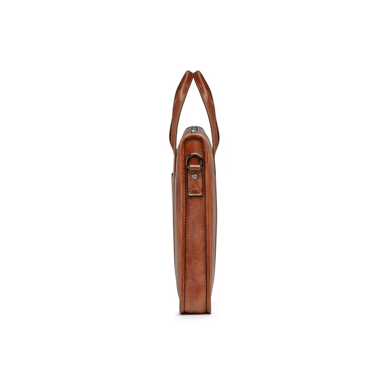 WilliamPOLO Cow Leather Crossbody Bag Briefcase Large Size Men's Brown/Coffee-4