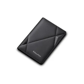 WilliamPOLO Top Grain Cow Leather Card Holder Mini Men's Black/Blue/Coffee