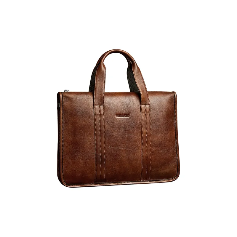 WilliamPOLO Cow Leather Crossbody Bag Briefcase Large Size Men's Brown/Coffee-2