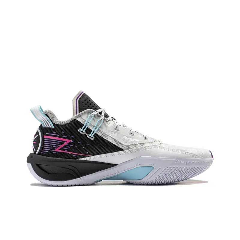 LiNing Cushioning Breathable Low Top Basketball Shoes Men's Black White-1