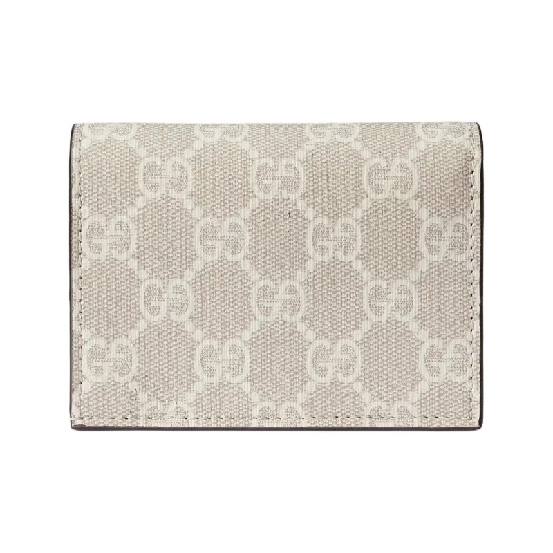 GUCCI GG Marmont Canvas With Leather Card Holder Women's Beige & White-2