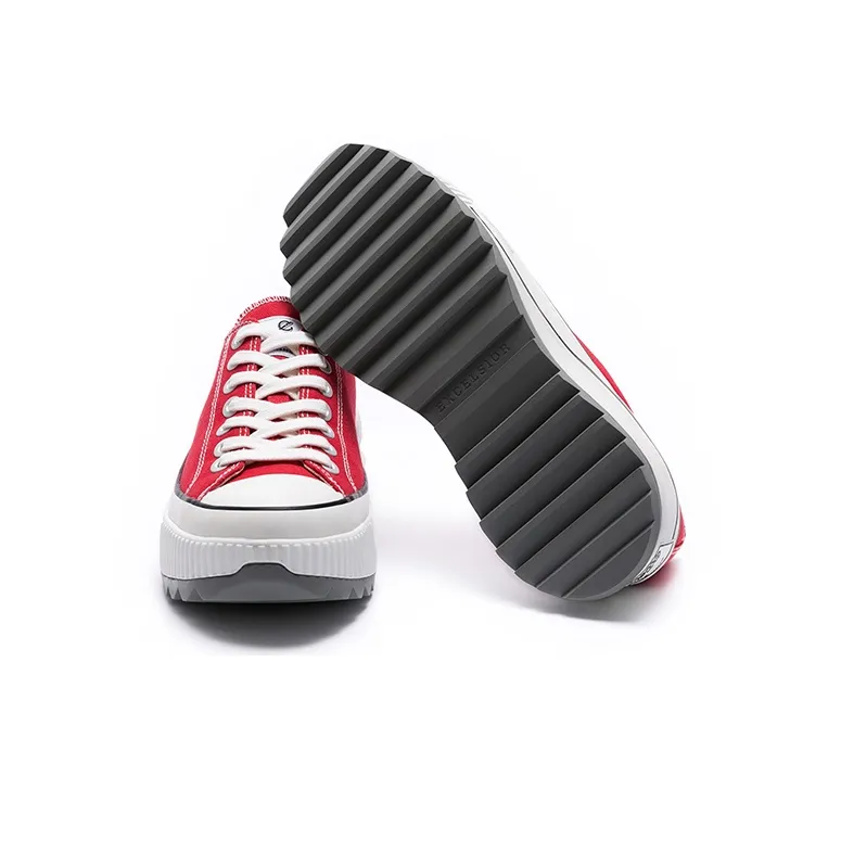 Excelsior Canvas Shoes Unisex Low Top Energetic Red/White/Gray-4