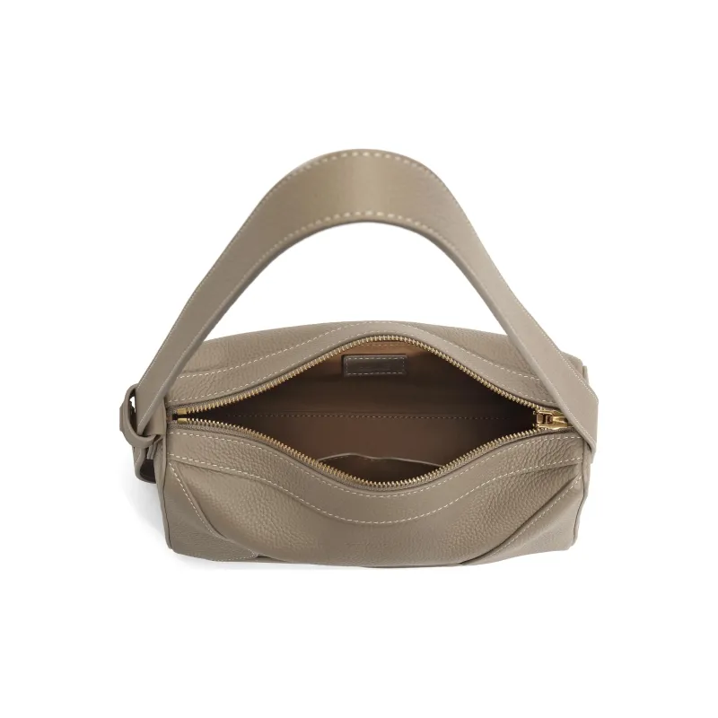 BELLE Cow Leather Shoulder Bag Medium Size Women's Solid Color-2