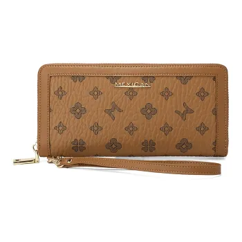 MEXICAN Polyvinyl Chloride PVC Synthetic Blend Money Clip Card Holder Coin Purse Regular Women's Brown