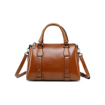 ALOENEY Cow Leather One Shoulder Handbag Women's Red/Earth Yellow