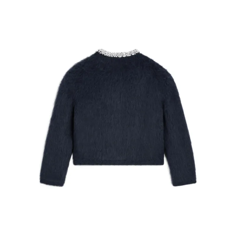CELINE Embroidered Cardigan In Brushed Mohair-7