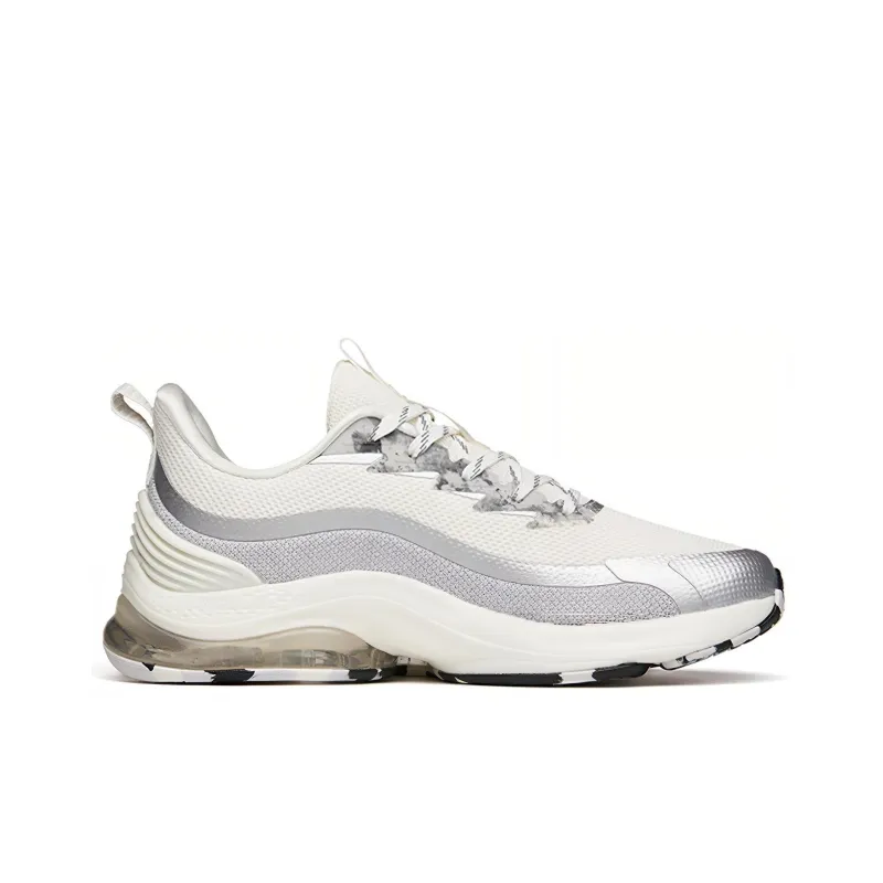 Anta Cushioned Slip-Resistant Abrasion-Resistant Low-Top Running Shoes Men's White Silver Cushioning Casual-1