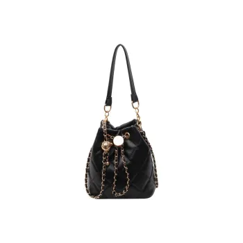 NOMK PU Shoulder Bag Crossbody Bag Bucket Bag Women's Black/Ecru