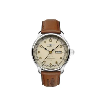 ZEPPELIN Automatic Mechanical Movement Men's Watches Watch Yellow Watch Dial Stainless Steel Case Genuine Leather Strap
