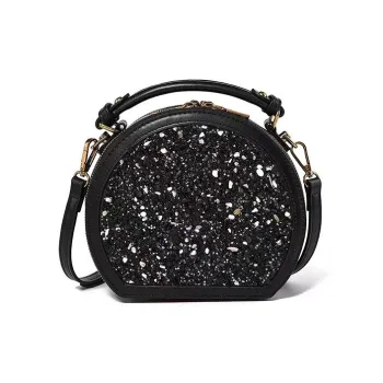 AUGTARLION PU Small Round Bag, Handbag, Shoulder Bag, Crossbody Bag Women's Black