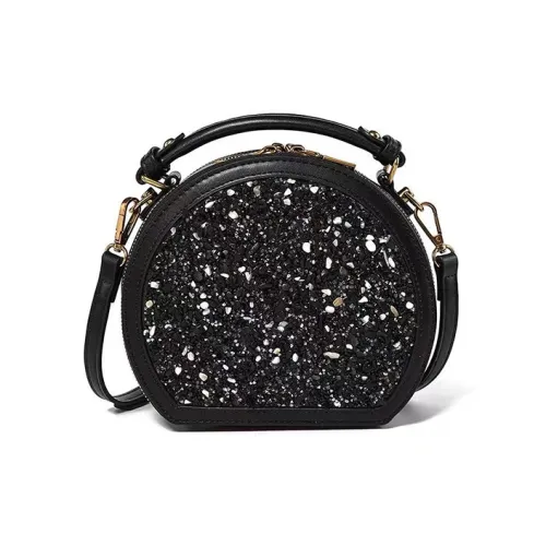 AUGTARLION PU Small Round Bag, Handbag, Shoulder Bag, Crossbody Bag Women's Black