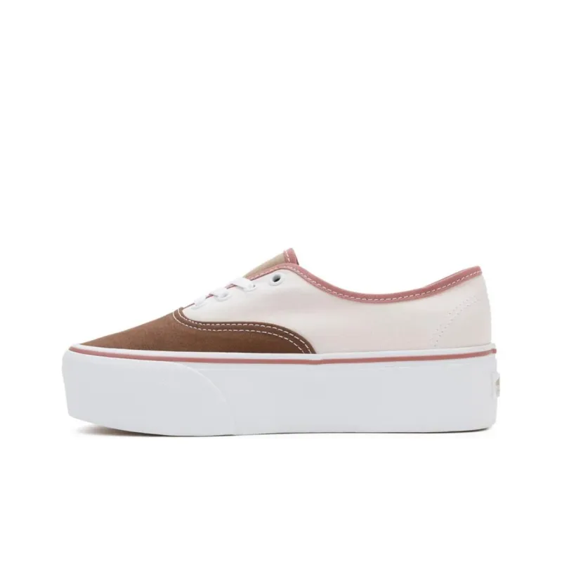 Vans Authentic Stackform Anti-Slip And Wear-Resistant Height Increasing Low-Top Canvas Shoes Women's Pink Brown-0
