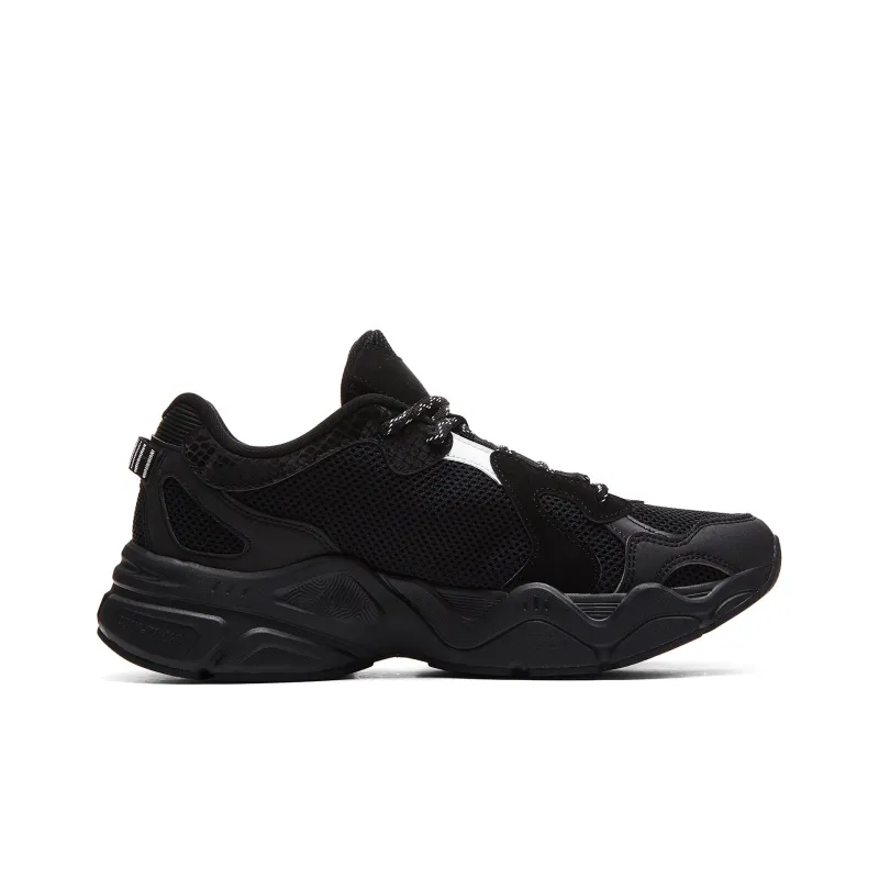 PEAK Taichi P2K Chunky Sneakers Cushioning Rebound Wear Resistant Low Top Casual Shoes Men's All Black-1