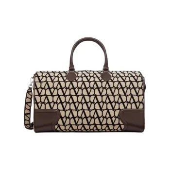 Valentino Leather With Fabric Travel Bags Shoulder Bag Crossbody Bag Handbag Men's Beige