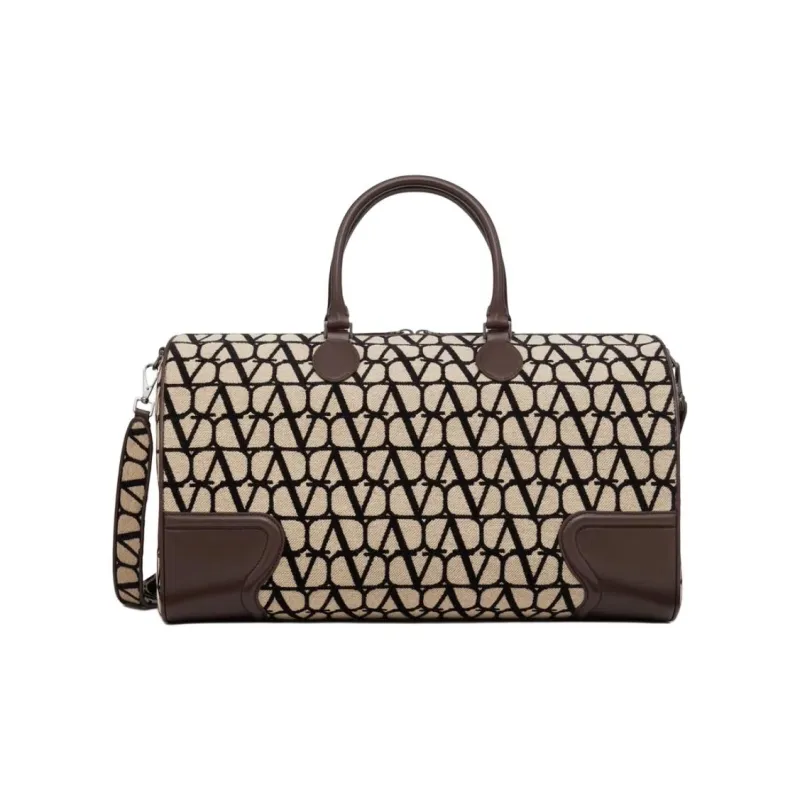 Valentino Leather With Fabric Travel Bags Shoulder Bag Crossbody Bag Handbag Men's Beige-0