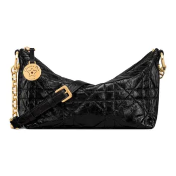 DIOR Wrinkled Cow Leather Portable Crossbody Bag, Shoulder Bag Women's Black