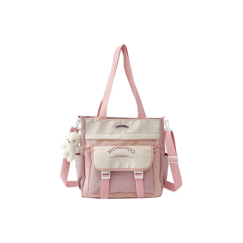 ALOENEY Nylon Messenger Bag, Handbag, Shoulder Bag, Crossbody Bag Women's Black, White, Pink, Blue Pink-3